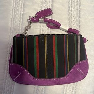Wristlet - 6 1/2” x 4” purple suede-trimmed wristlet